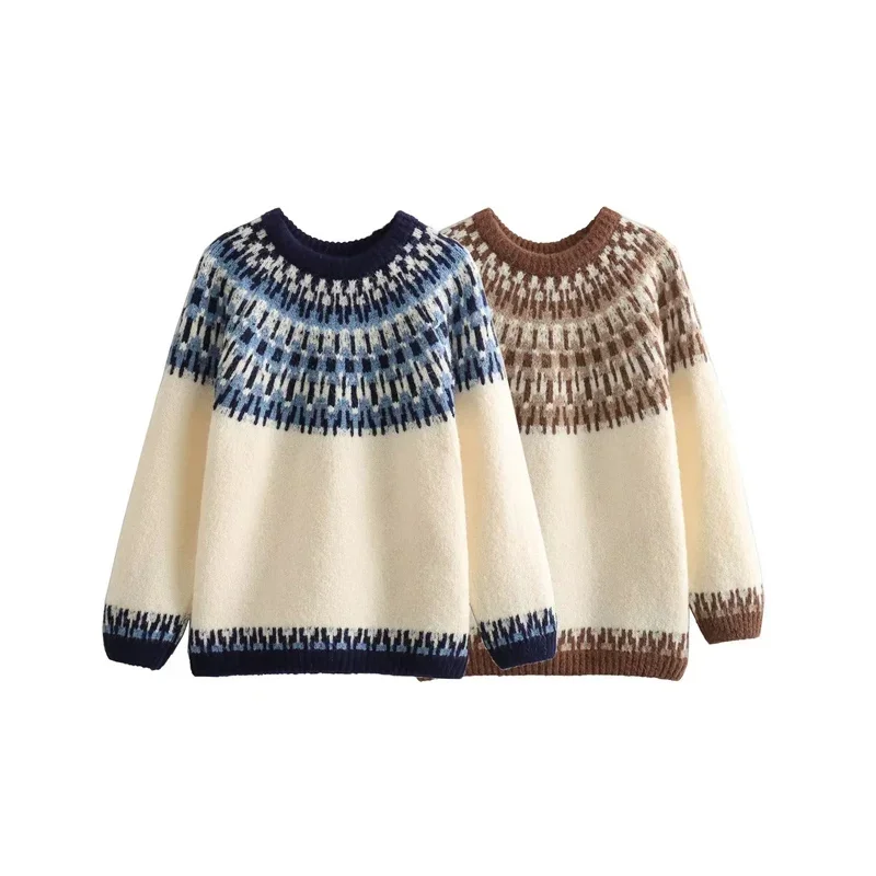 

Ethnic Style Woman Pullover Sweater for Women 2024 Winter O-Neck Thick Warm Knit Sweaters Ladies Loose Knitwears Top