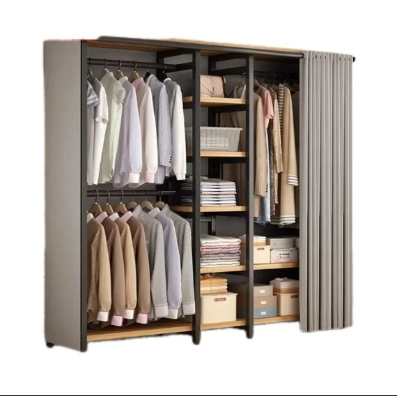 *Minimalist Metal Floor-Standing Coat Rack Open Bedroom Simple Storage Wardrobe Hanger for Home Furniture General Household Use
