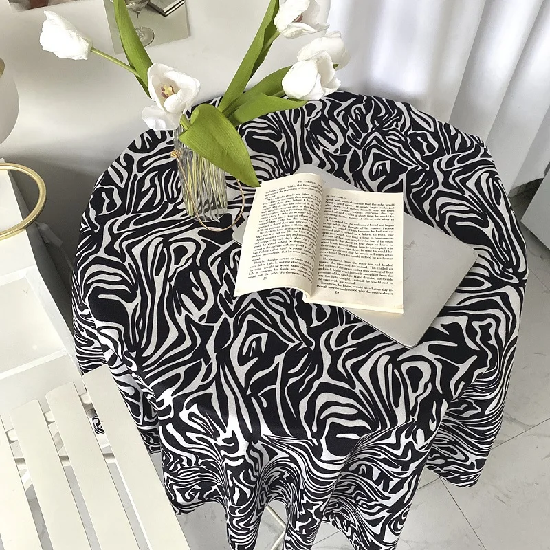 Korean Style Zebra Pattern Black And White Hit Tablecloth Bedside Cushion Sofa Towel Soft Bedroom Background Cloth Dropshipping