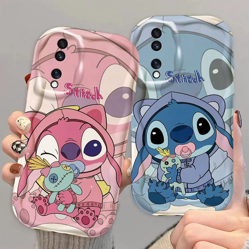 Disney Baby Lion Stitch Angel 3D Wave Phone Case For HUAWEI P30 P40 MATE 30 40 NOVA 5T 7 9 10 11 HONOR 20 50 90 X50I Case Funda