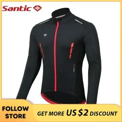 Santic Winter Cycling Jackets for Men Fleece Thermal Reflective MTB Coat Bike Windproof Jersey Keep Warm Breathable Windbreaker