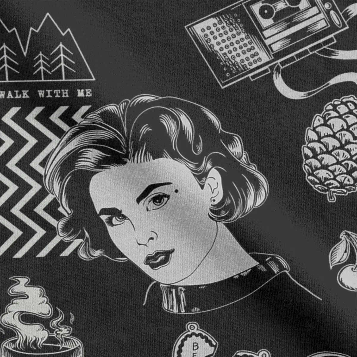 Men Women\'s Symbolism Patches & Murder Mystery Icons T Shirt Twin Peaks 100% Cotton Tops Novelty Tee Shirt Birthday Gift T-Shirt