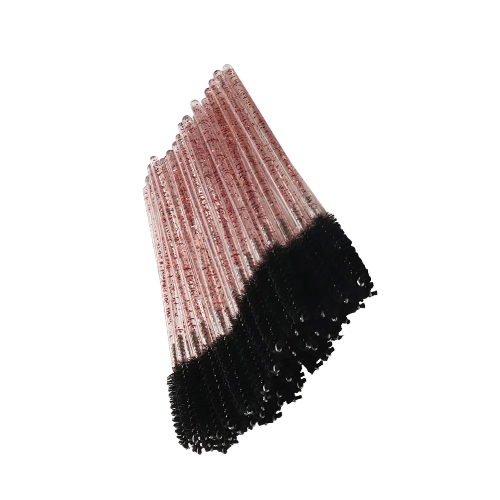 100 قطعة من عصي الماسكارا للاستعمال مرة واحدة، قضيب كريستالي، أداة توزيع الرموش للتجعيد والفصل في المنزل أو الصالون الوردي #3