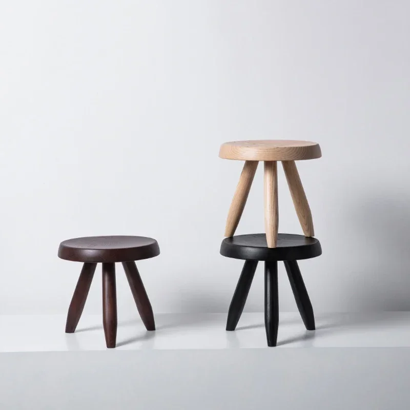 Taburete redondodmadera maciza, taburete para cambiar zapatosdporche, taburete para saladestar, asiento mvil para el h