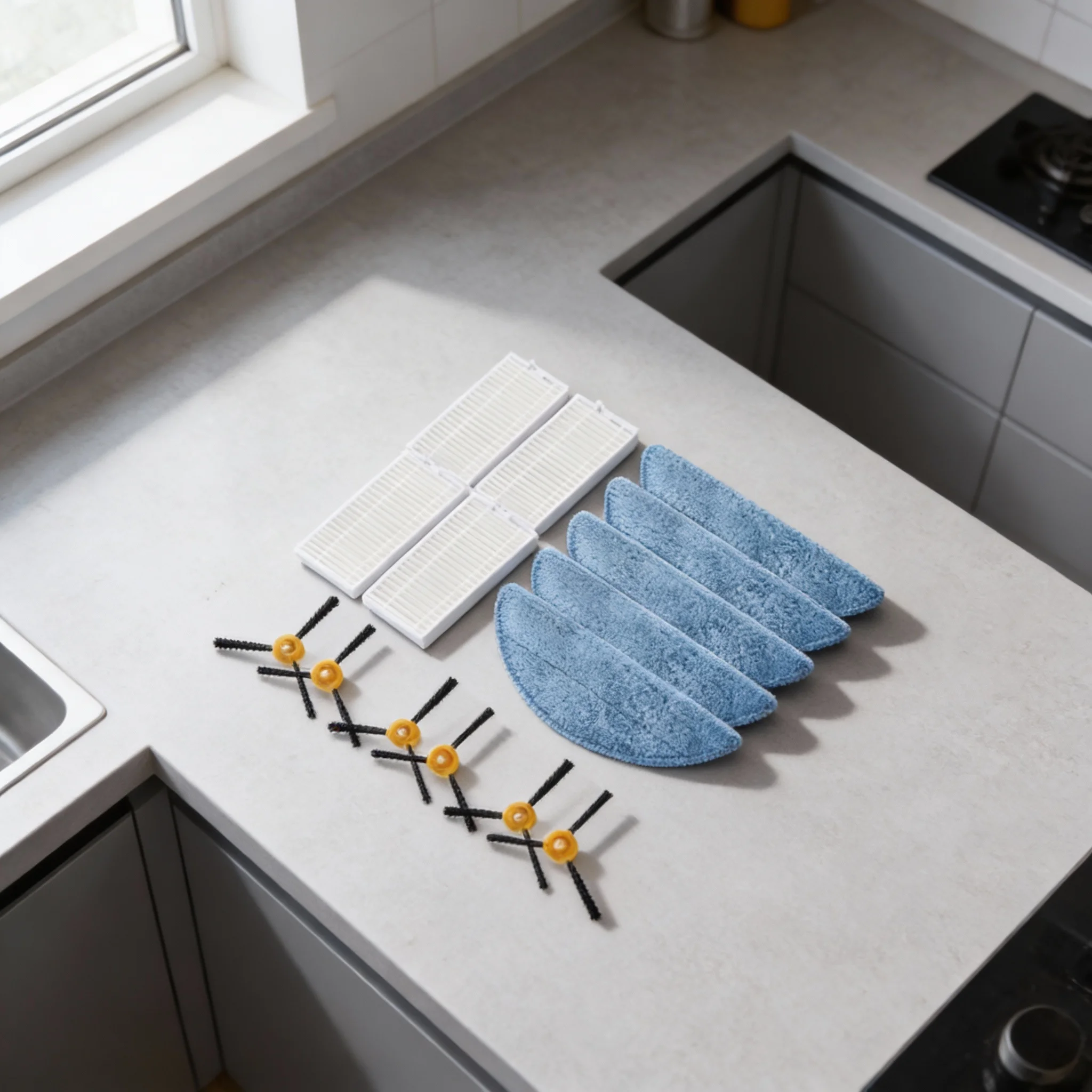 1Set Side Brush Filter Mop Cloth Kit For Conga M50 / M50 For X-Treme Side Brush HEPA Filter Mop Pads Spare Cleaner Parts