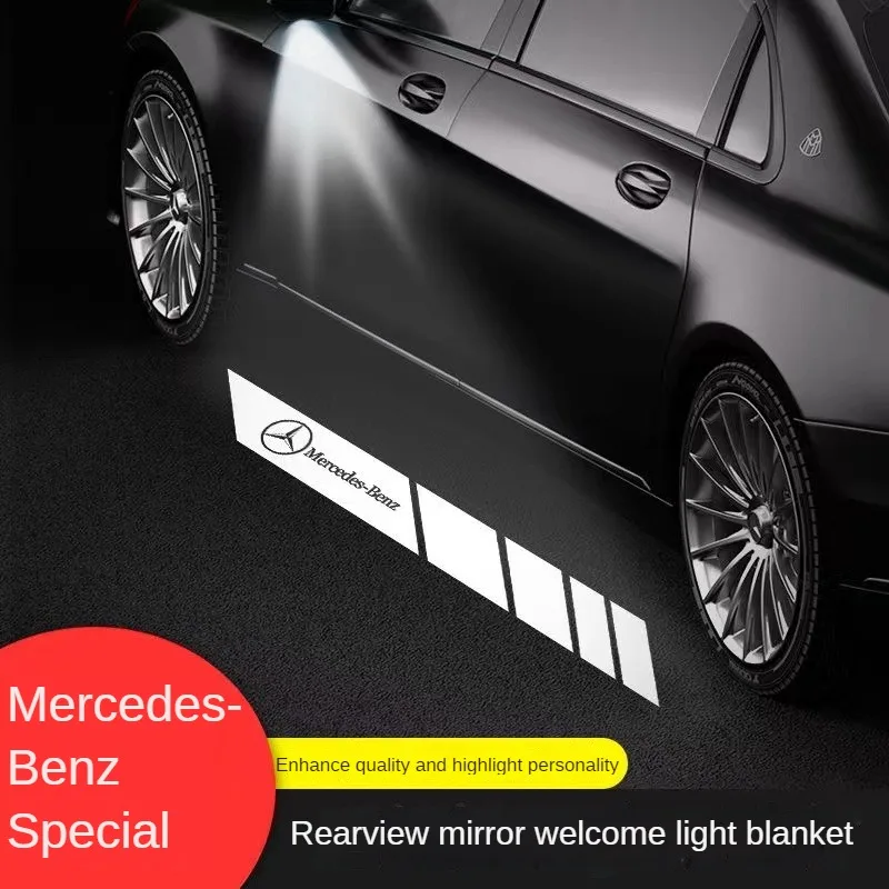 Auto Carpet Lamp AMG Logo Light Angel Wing For Mercedes-Benz C Class W205 E Class W213 GT Welcome Door Rearview Mirror Car Decor