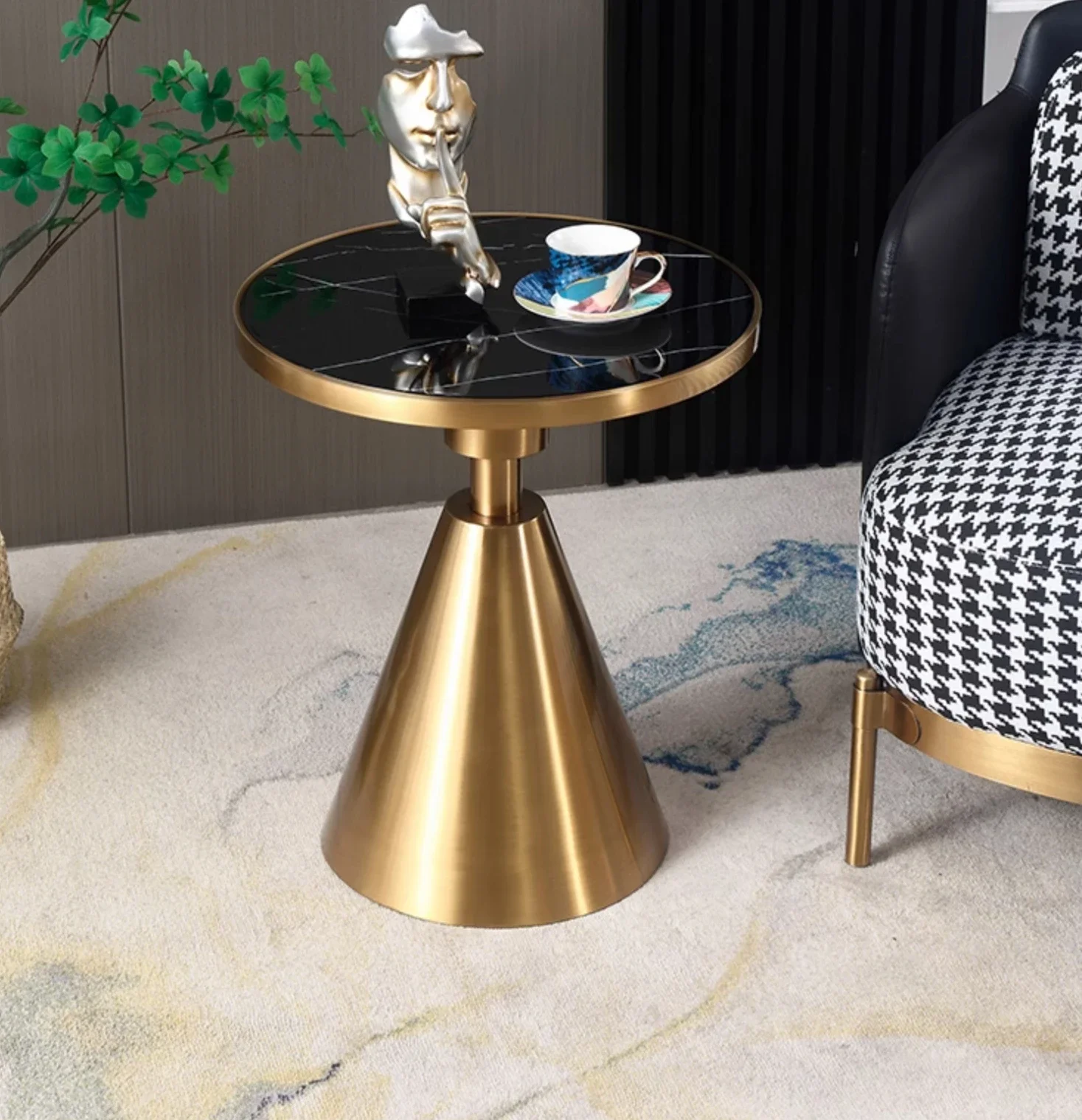 Stainless Steel Hotel Coffee Table Light Luxury House Hold Round Table Removable Sofa Corner Side Table