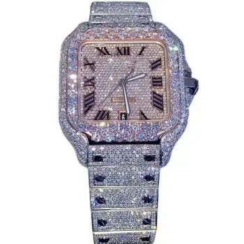 Custom Top Selling Luxury Iced Out VVS Moissanite Diamond Bust Down Premium Quality Brand New Watch for Men