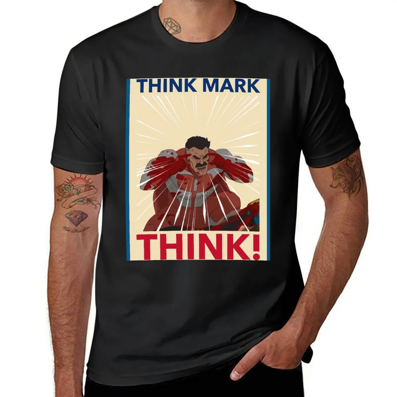 THINK MARK, THINK! MEME from Invincible Omniman T-Shirt sweat tees oversized workout shirts for men