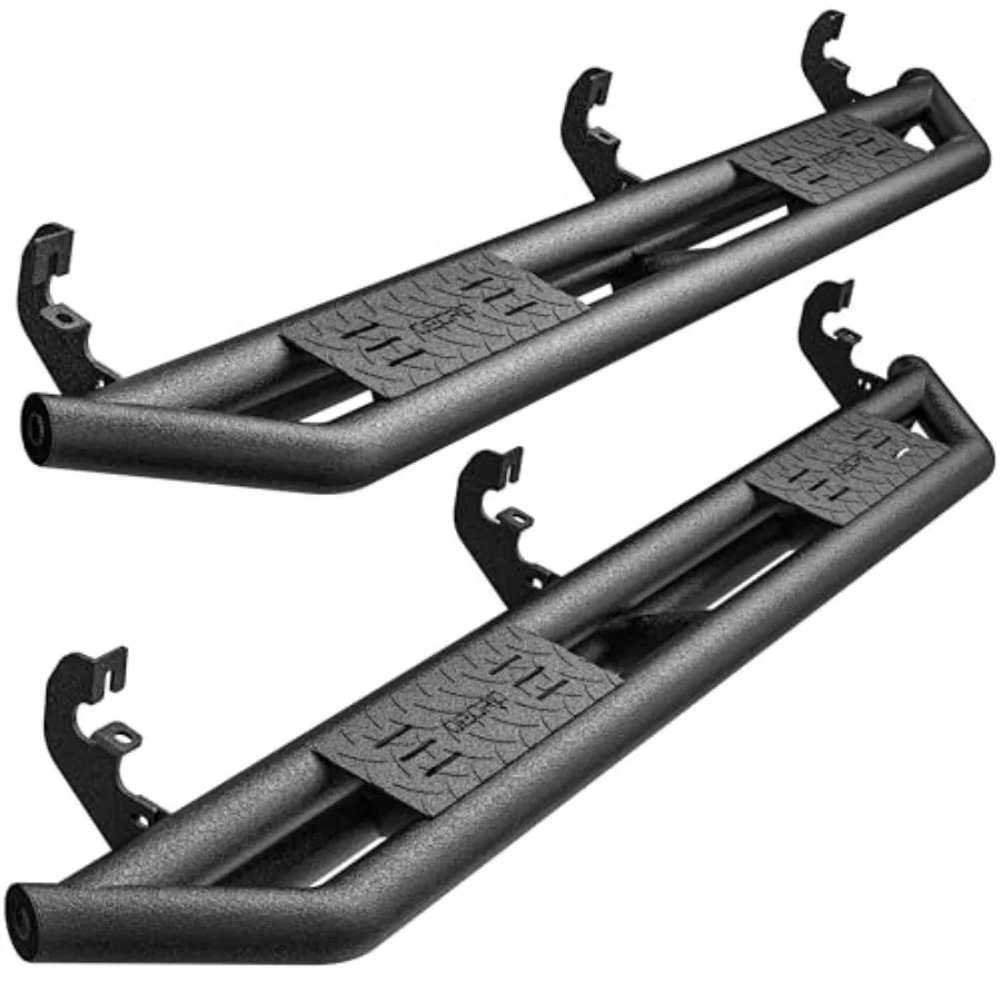 

Running Boards Side Steps Compatible with 2015-2026 Chevy Colorado/GMC Canyon Crew Cab 6 Inch Textured Black Two Stairs Design