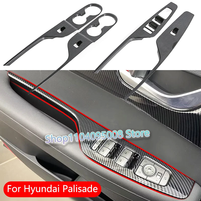 

For Hyundai Palisade 2020 2021 2022 2023 Car Window Glass Lift Switch Button Panel Cover Trim Sticker Parts Accessories