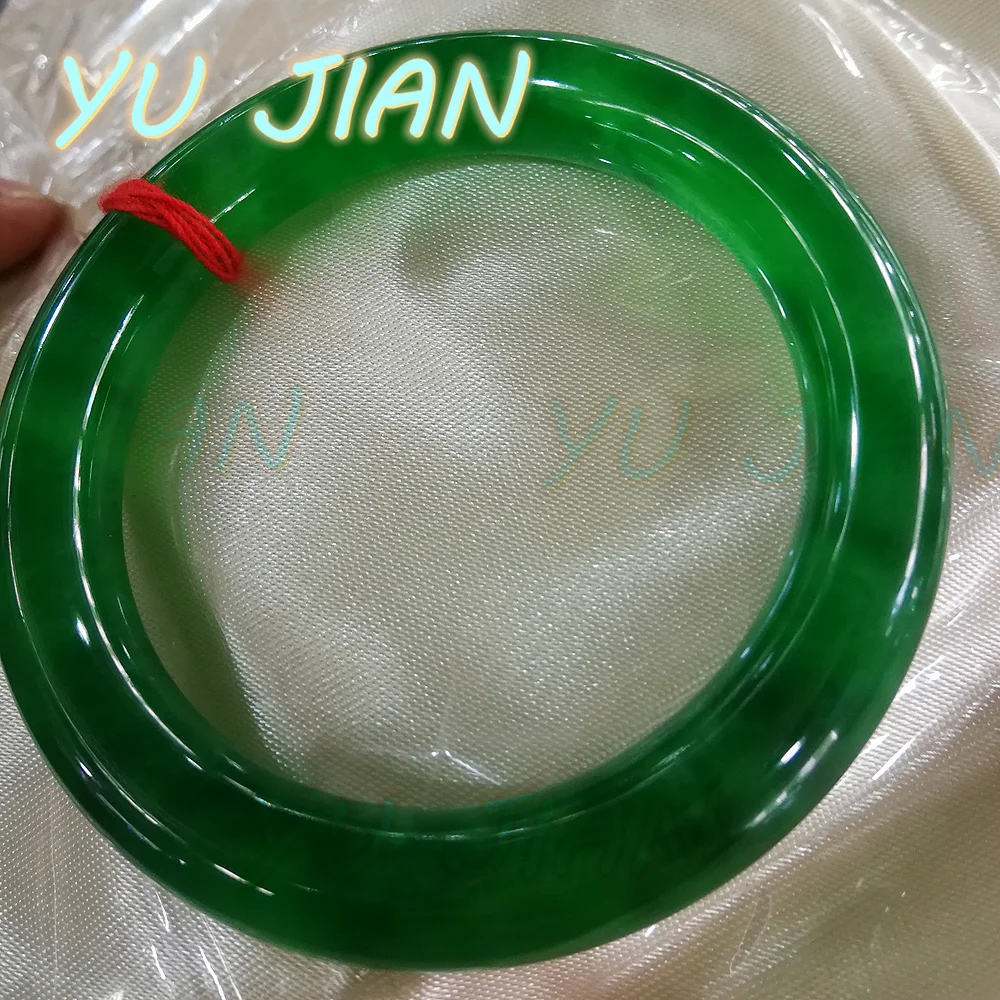 New Natural Myanmar Grade A High Ice Floating Green Flower Bangle Jadeite Handring Emerald Jade Bracelet Delicate Scarce Jewelry