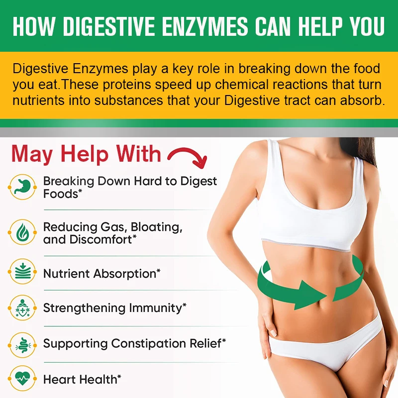 All Natural Digestive Enzyme Capsules 20 Enzyme Blend Prebiotics Supplement For Digestion and Gut Function Vegetarian Friendly