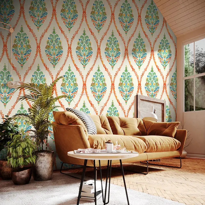 Exotic Ethnic Style Floral Wallpaper Boho Bedroom Living Dining Room Background Wallpaper Tv Sofa Background Wall Paper Bohemian