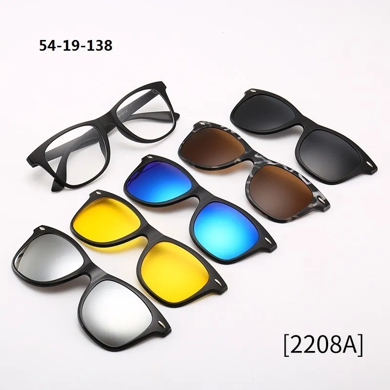 6 In 1 Custom Men Women Polarization Optical Magnetic Sunglasses Magnet Clip on Sunglasses polarizatin Clip on Sun Glasses Frame