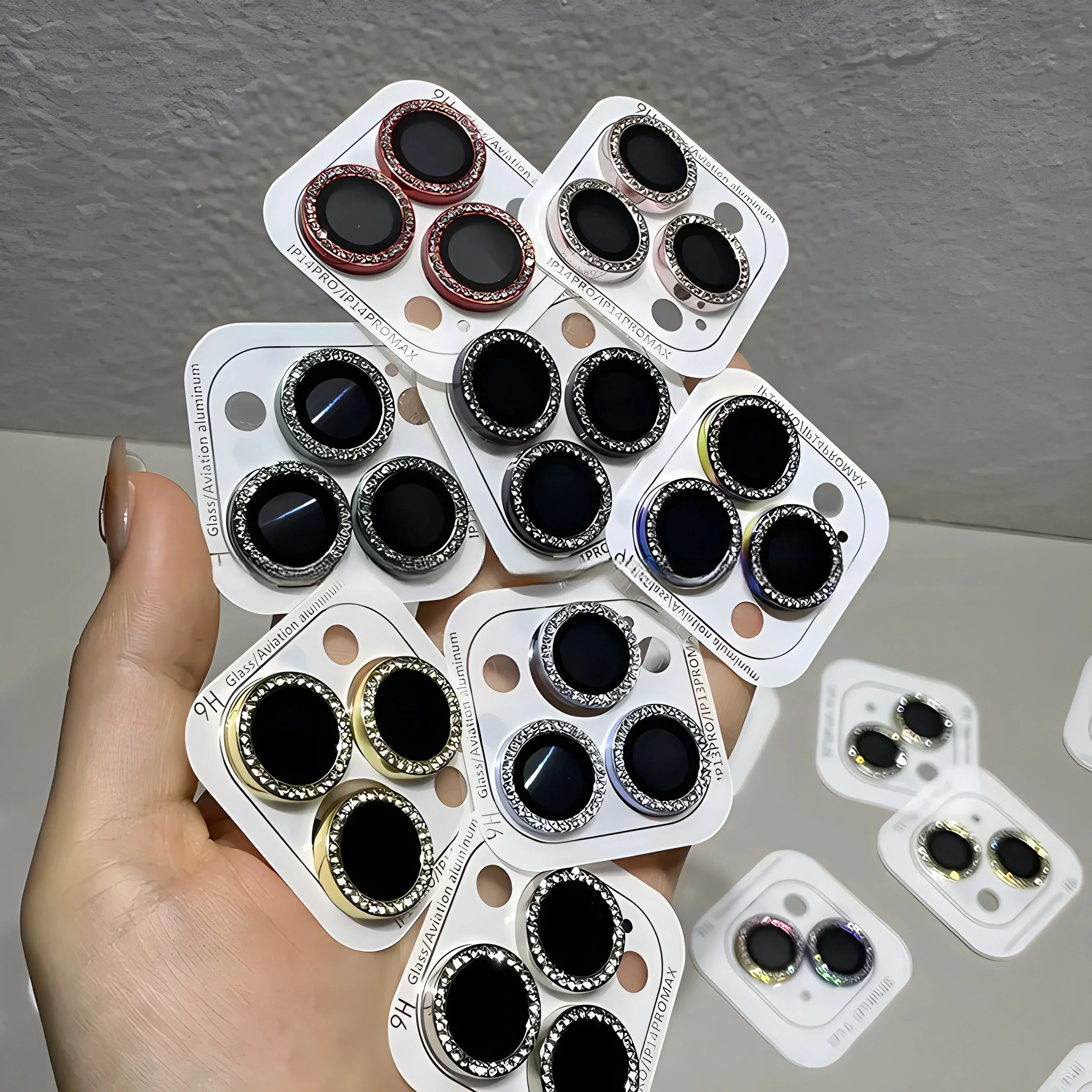 2-3Pcs Diamond Flash Camera Lens Protector For IPhone 14 13 16 Pro Max Mini Glitter Brick Metal Ring Lens Glass image 2