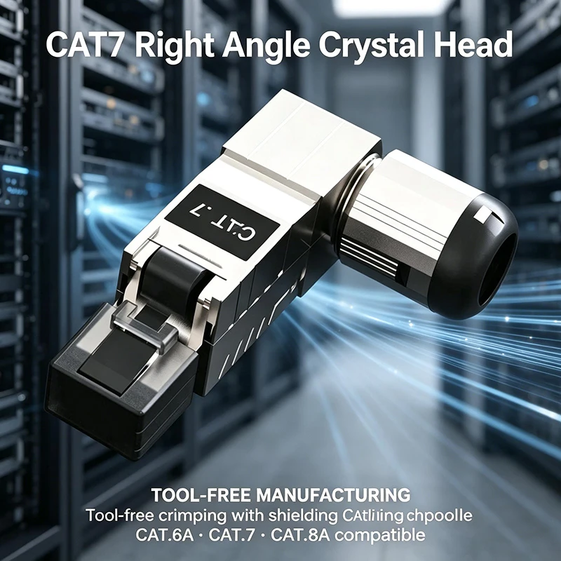 2PCS Shielded CAT6A CAT7 CAT8 RJ45 Pass-Through Connector, 8P8C 90-Degree Tool-Free Keystone Jack for Gigabit Ethernet Wholesale