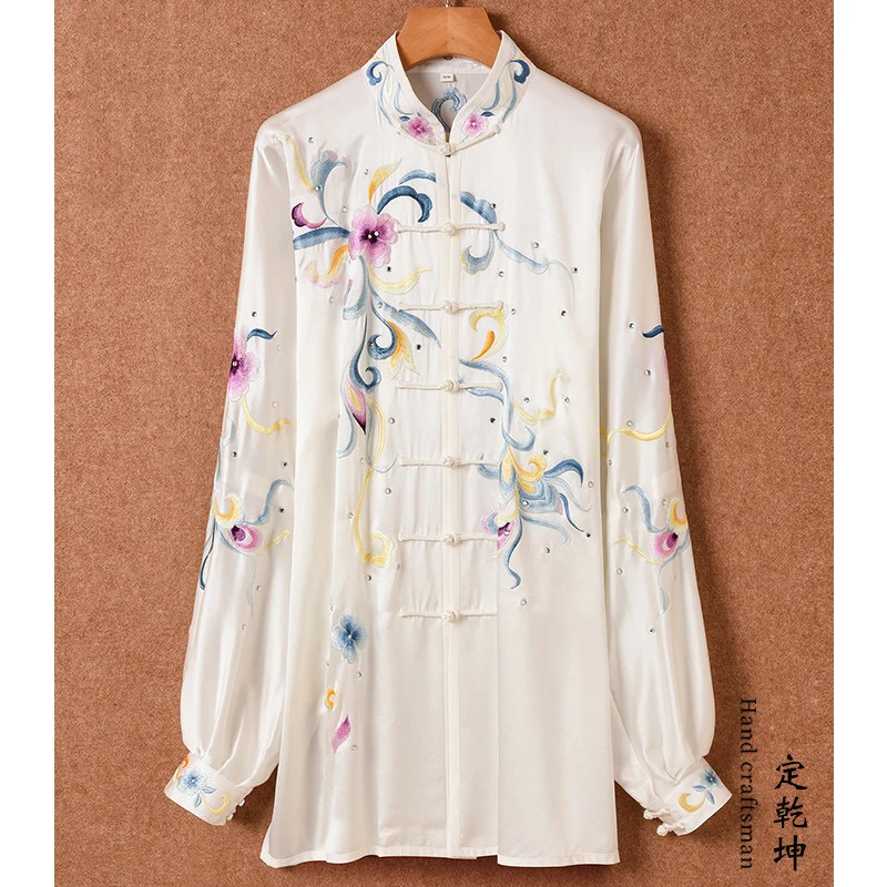 Heavy Embroidered Tai Chi Uniform Youth Competitive Wushu Performance Competition Suit Student Grading Team Color Custom