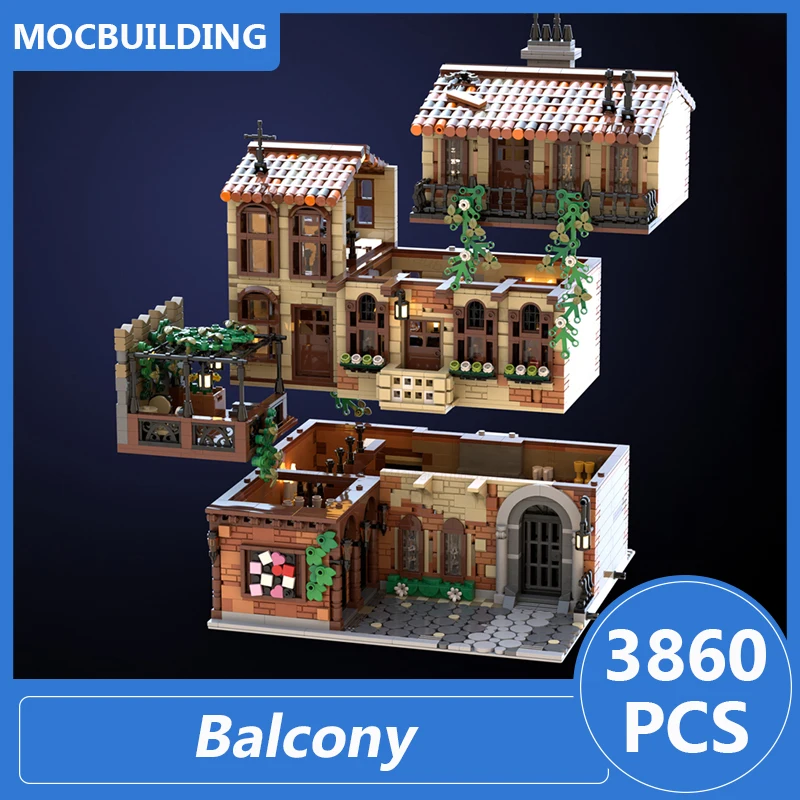 

Балконная модульная архитектура Moc Строительные блоки DIY Сборка кирпичей Дисплей Коллекция моделей Креативные рождественские игрушки Подарки 3860 шт.