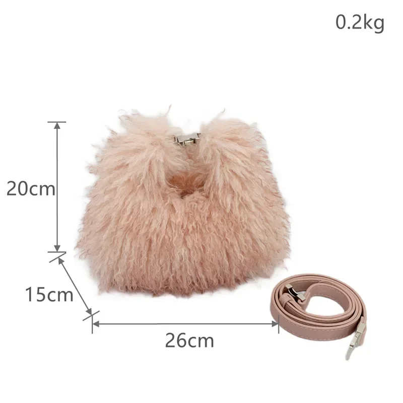 Winter Faux Fur Women\'s Small Shoulder Bag Soft Plush Ladies Furry Messenger Bags Imitation Wool Female Fluffy Clutch Handbags