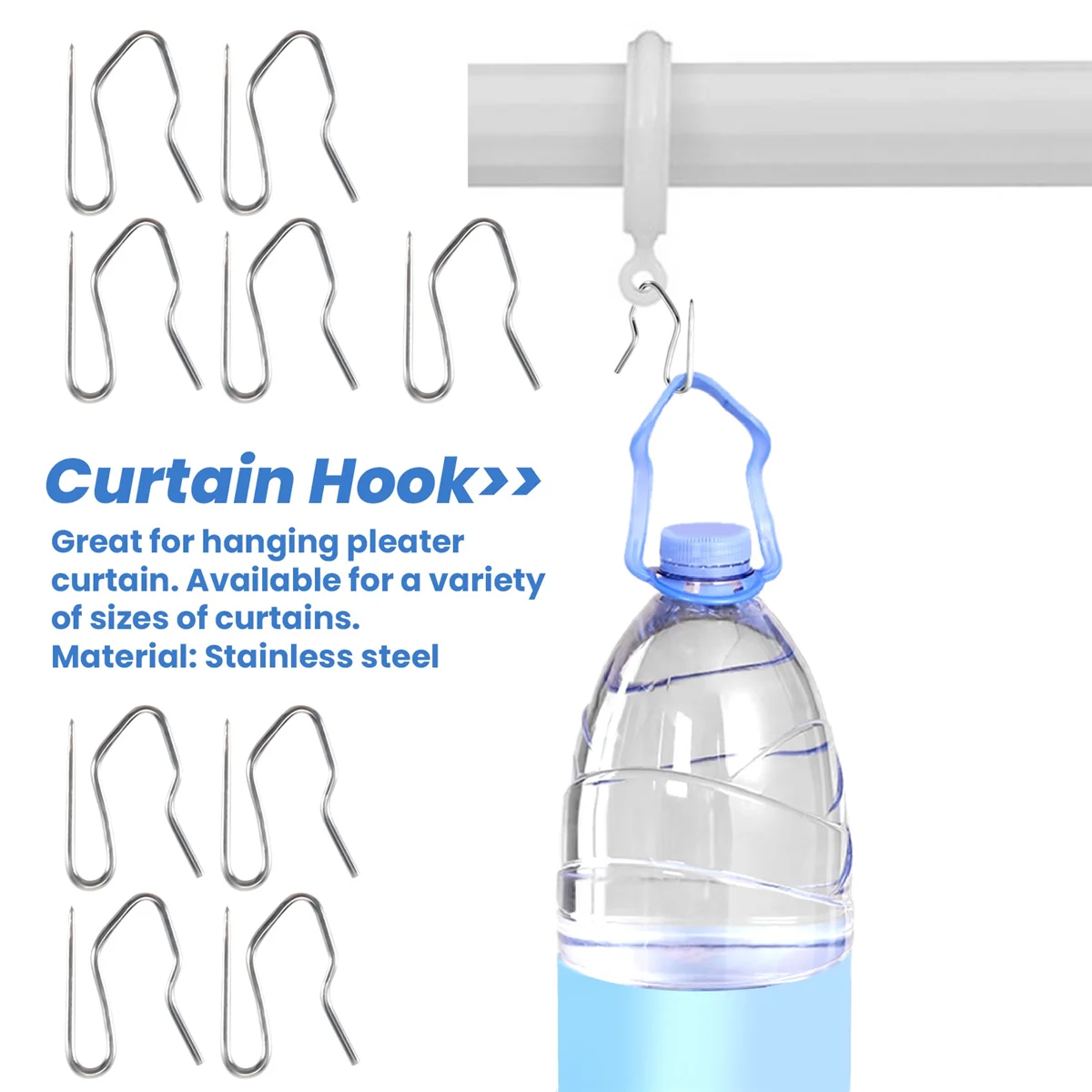 New 10pcs Curtain Drapery Pin Hooks - Silvery