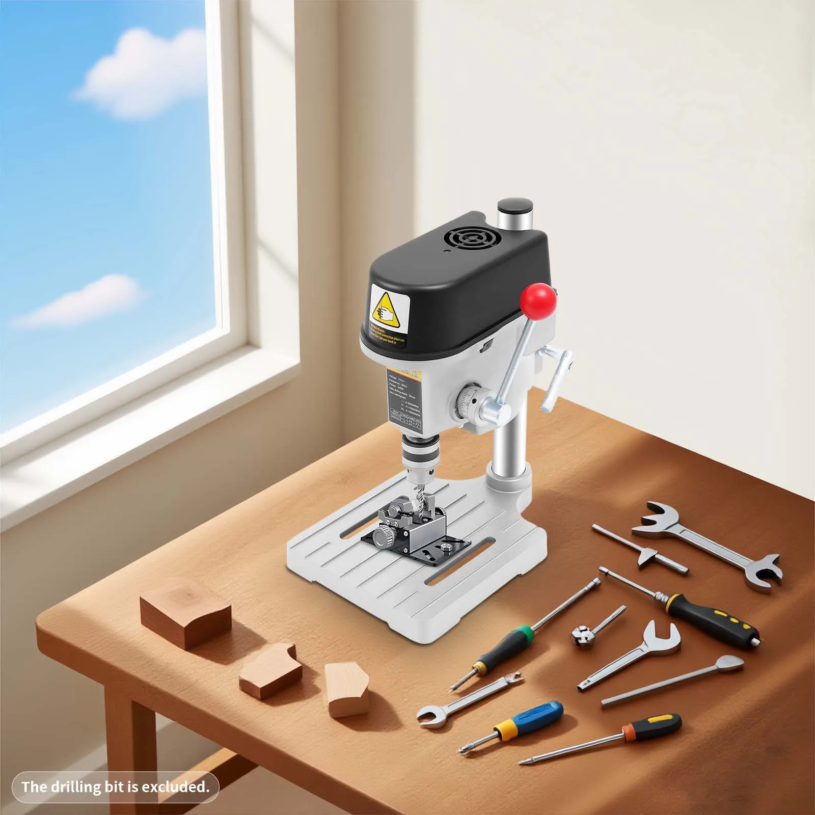 Taladro de banco eléctrico con cable de 340W, 3 velocidades ajustables (8000-16000RPM), mini taladro de mesa portátil para madera, manualidades de bricolaje, 110V