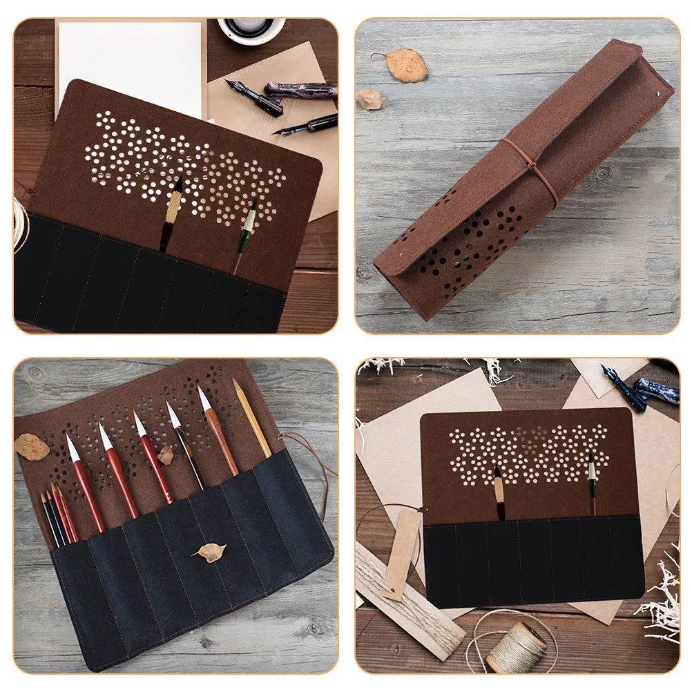 Felt Pen Pouch for Calligraphy Brushes Painting Pens Fountain Pens Markers Portable Slim Minimalist Stationery Storage Bag