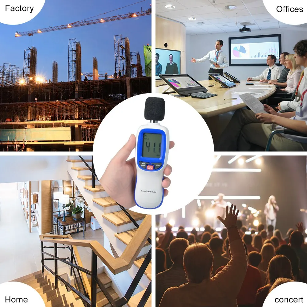 เครื่องมือวัดเสียงรบกวนเอจอยอุปกรณ์วัดระดับเสียงแบบพกพาเครื่องวัดเดซิเบลดิจิตอลเสียงการวัดเสียงรบกวน 30-130dBA MA