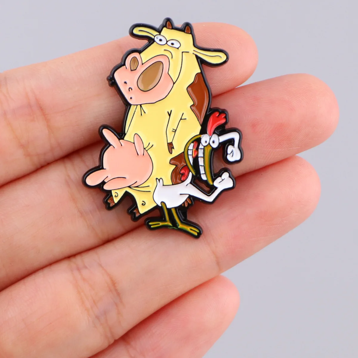 Chicken and ox brooch badge clothing backpack accessories brooch cross-border foreign trade hot selling drip oil chest badge view 5