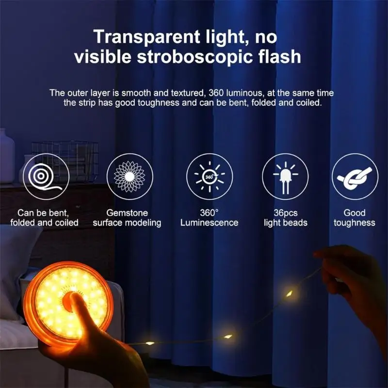 Rechargeable Camping Light String Extérieur Éclairage 10m LED LED LETTE MAGNÉTIQUE MAGNÉTIQUE LAMPE LAMPE LET