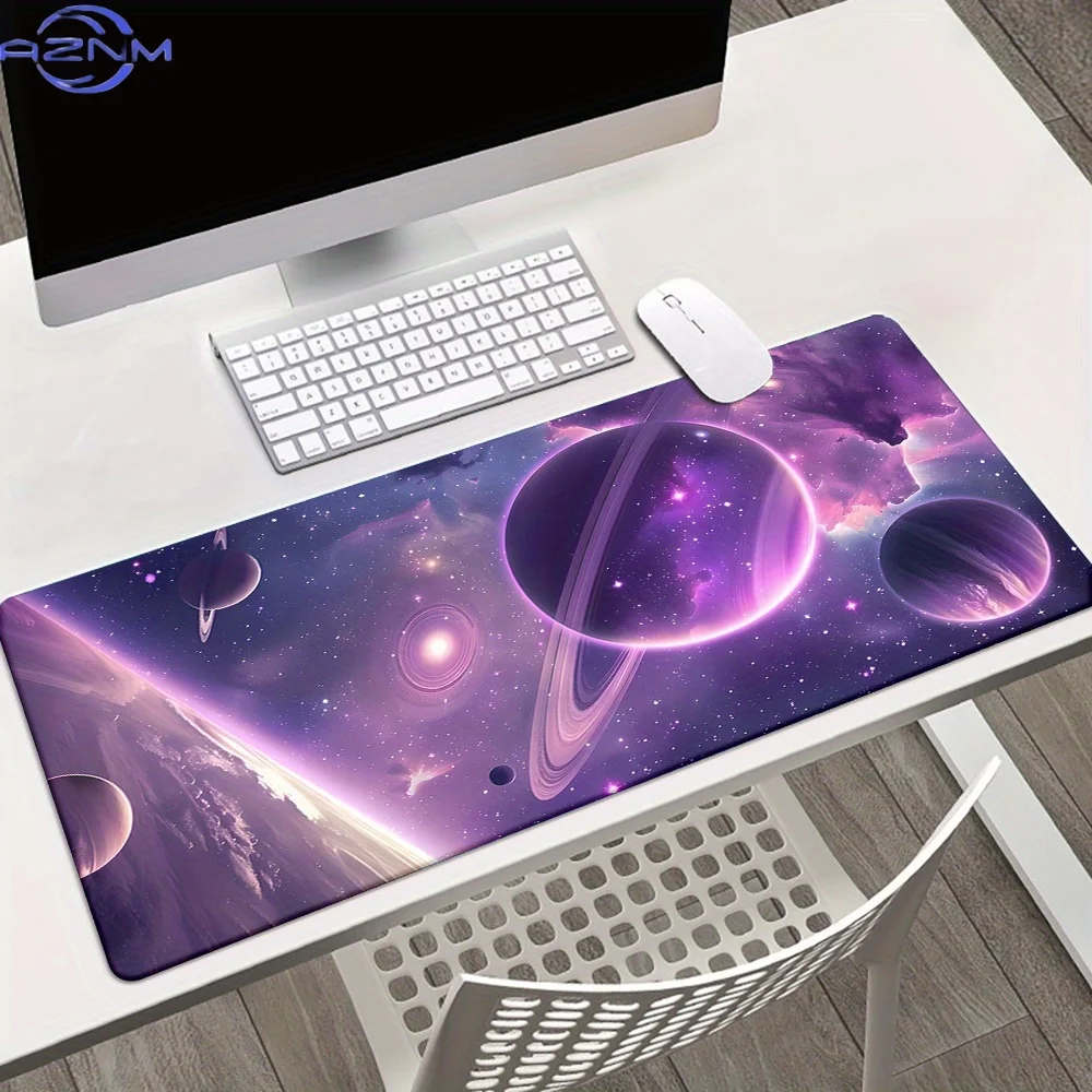 1pc Purple Dreamy Planet HD Printed Pad for Desk, Multi Functional XXL Mousepad, Keyboard Gaming Mouse Mats, Office Computer PC