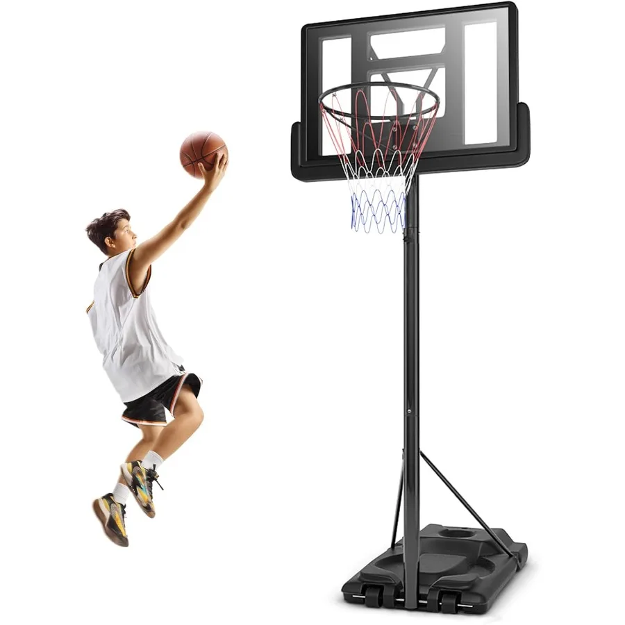 

Adjustable Basketball Hoop 5.9-10 FT with Shatterproof Backboard and 2 Nets for Indoor and Outdoor Use Portable Basketball Goal