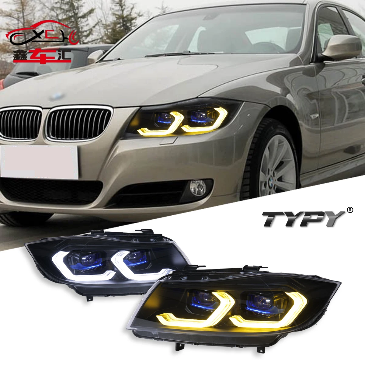 

Car For BMW 3 Series E90 Headlight 2005-2012 Upgrade Modified to New Yellow and White DRL Dynamic Turn Signal LED Headlight