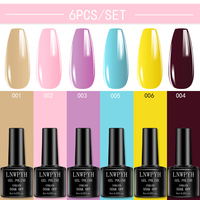 LNWPYH 6Pcs/Set Gel DIY Nail Polish Kit Colorful Semi Permanent UV LED Gel Polish Set Glitter Nail Art Varnish Design Manicure