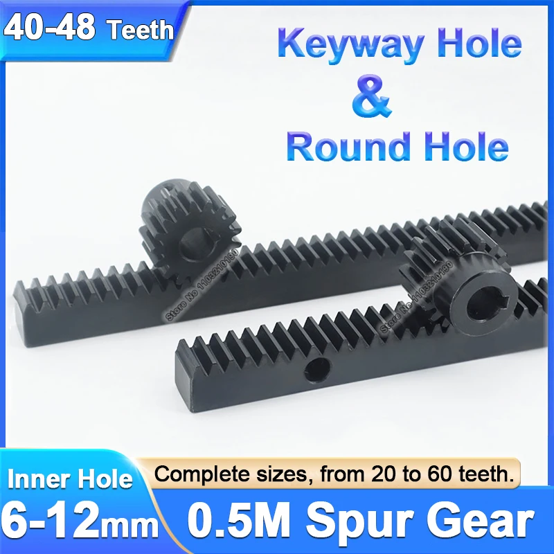 

1Pc 0.5 Modulus Spur Gear With Step Keyway Hole/ Round Hole 5-12mm 0.5M Convex Pinion Gear Motor Gear Transmission Parts 40T-48T