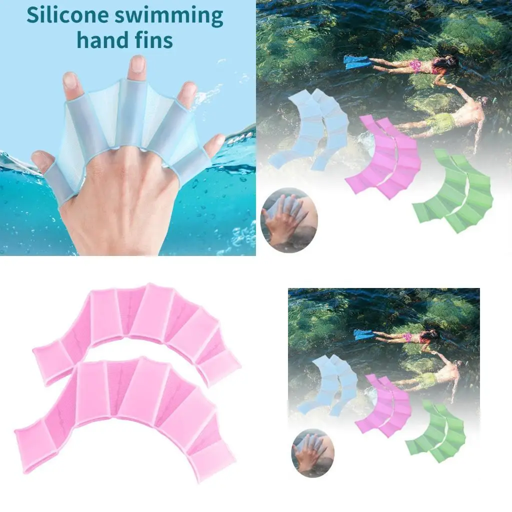 

Y1UC 2pcs Unisex Styles Silicones Hand Swimming Fins Flippers Finger Webbed Gloves for Swimming and Skill Masteries