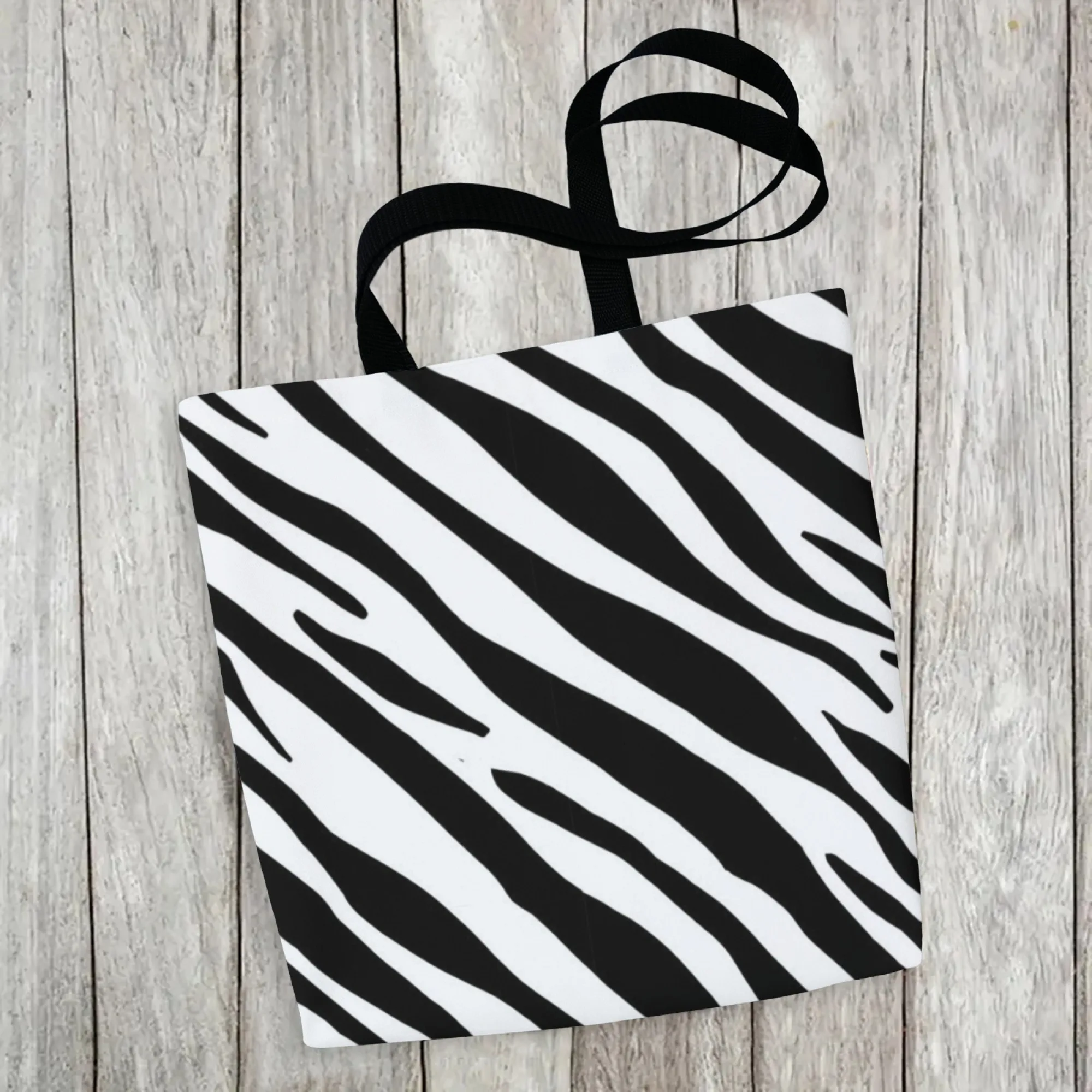 Eco-Friendly Zebra Print Canvas Tote Women Bag Black & White Animal Illustration Bag for Women Ideal for Eco-Conscious Users