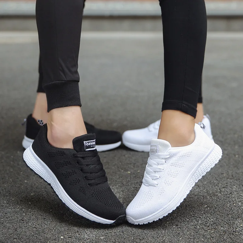 Women Casual Tennis Shoes Fashion Breathable Walking Mesh Flat Shoe Choice Sneakers Men Trail Gym Vulcanized White Footwear A08