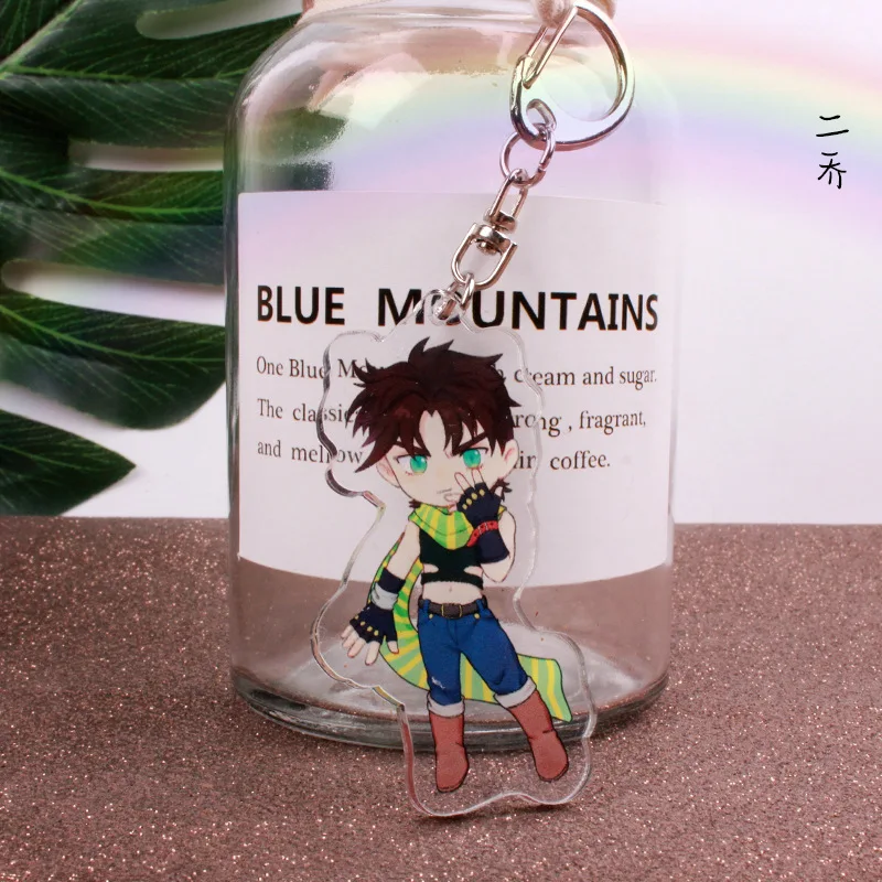 Jojos Bizarre Adventure Keychain Figure Acrylic Key Buckle Kujo Jotaro Ghirga Narancia Bruno Anime Cosplay Key Chain Cartoon