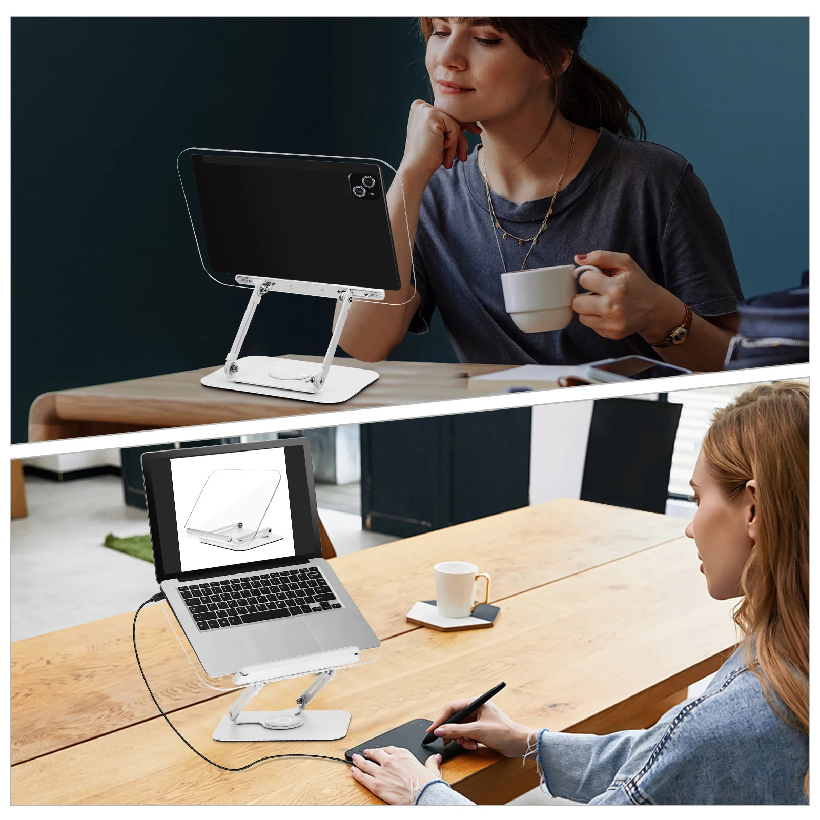 1pcs Rotating Reading Stand Adjustable Height Clear Book Holder For Hands-Free Reading Writing Display Laptop Tablet Stand