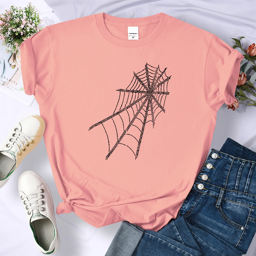 Spider Web Vintage Design Y2K Tshirts Women'S Street Cool T-Shirts Personality Hip Hop Clothes Sport Casual Crop Top Female