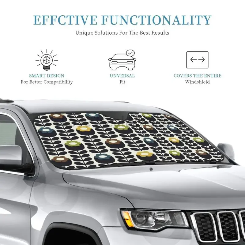 

Custom Orla Kiely Pattern Windshield Sun Shade Foldable Front Windshield Sunshade Protector Blocks UV Rays Sun Visor Reflective