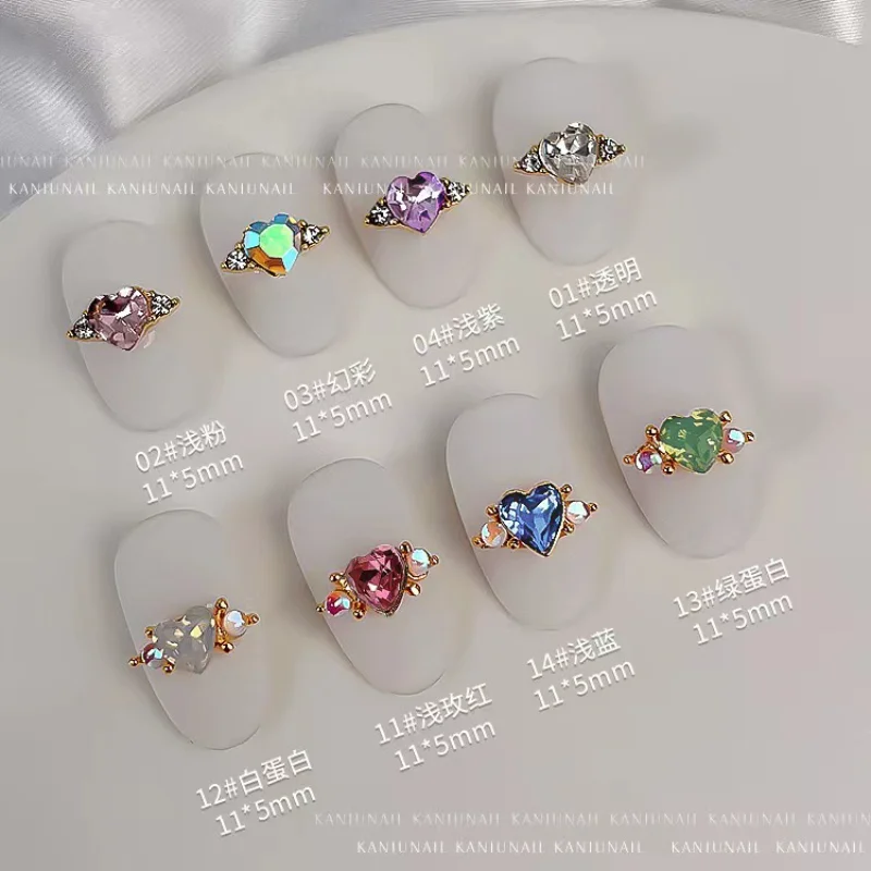 10Pcs Nail Art Ring Shaped Designs Charms Multi-Colors Crystal Rhinestones Sparkle Jewelry Ornaments For Nail Art Supply