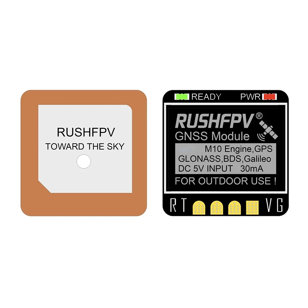 

RUSHFPV GNSS MINI M10 UBX NMEA, двухпротокольный GPS-модуль, встроенная керамическая антенна для радиоуправляемого самолета, FPV, большой радиус действия, детали для самостоятельной сборки