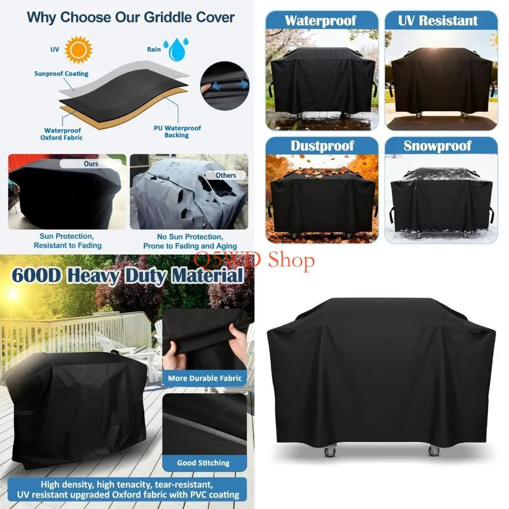 

Q5WD 210D Grill Cover with Adjustable Elastic Band Tear Resistant 30in Griddle 1901