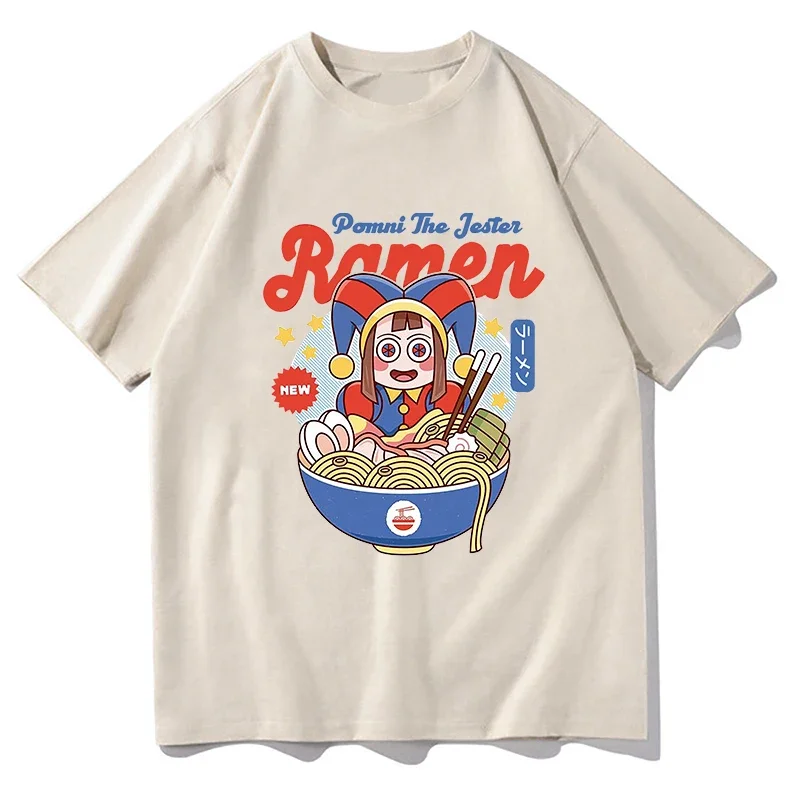 THE AMAZING DIGITAL CIRCUS Pomni The Jester Ramen T-shirt Short Sleeve Fashion Cotton Tee-shirt Graphic Printing Gothic Tshirts