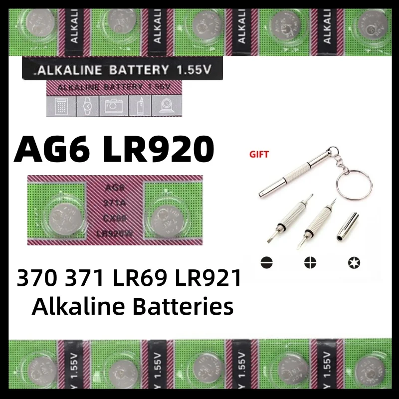 

AG6 Watch LR920 Electronic Device 1.5V Zinc-manganese Toy Remote Control Button Battery 370 371 LR69 LR921 Alkaline Batteries