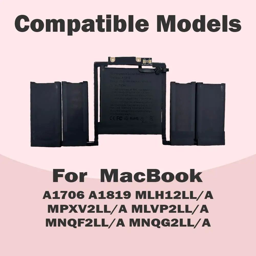 A1819 47.4Wh New Battery for Apple MacBook Pro 13'' Touch A1706 (Late 2016 Mid 2017) EMC 3071 EMC 3163 MLH12LL/A MPXV2LL/A