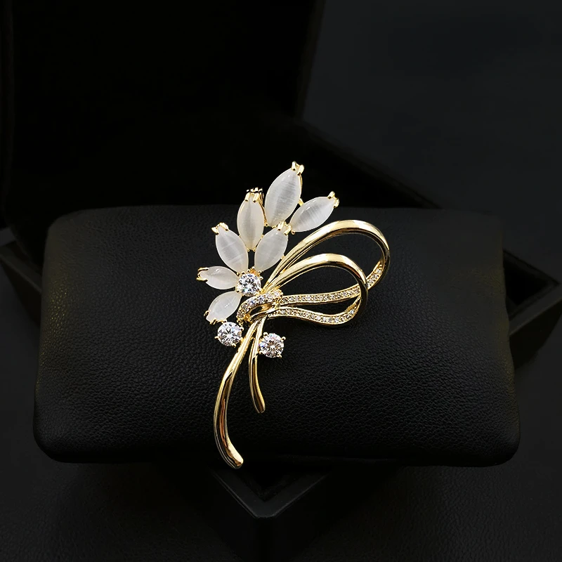 

1898 Exquisite Bowknot Bouquet Flower Brooch Women's Luxury Small Suit Sweater Scarf Accessories Neckline Pin Corsage Jewelry