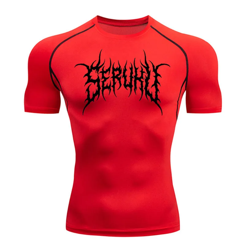 Camiseta deportiva de compresión de manga corta para hombre, camiseta de Fitness para correr, Top de secado rápido para gimnasio, entrenamiento,